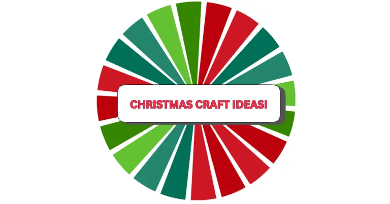 A circular graphic with alternating red and green segments features a white rectangle in the center displaying bold red letters that read CHRISTMAS CRAFT IDEAS, perfect for inspiring your next batch of christmas craft ideas.