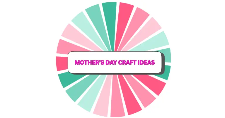 A colorful spinning wheel with pink, green, and teal sections and a center label that reads MOTHERS DAY CRAFTS in bold pink text—perfect for inspiring creative Mother’s Day craft ideas.